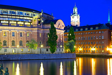 Riksdagshuset at night, Stockholm, Sweden, Scandinavia, Europe