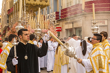 Locals taking part in the Resurrection Parade on Easter Sunday, Malaga, Costa del Sol, Andalusia, Spain, Europe