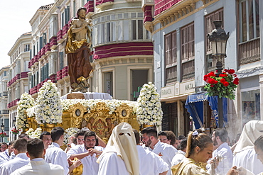 Locals taking part in the Resurrection Parade on Easter Sunday, Malaga, Costa del Sol, Andalusia, Spain, Europe