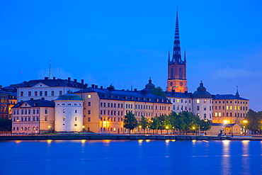 City skyline from City Hall at dusk, Kungsholmen, Stockholm, Sweden, Scandinavia, Europe