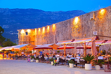 Old Town at night, Budva, Montenegro, Europe