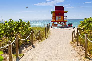 Lifeguard station on South Beach, Miami Beach, Miami, Florida, United States of America, North America