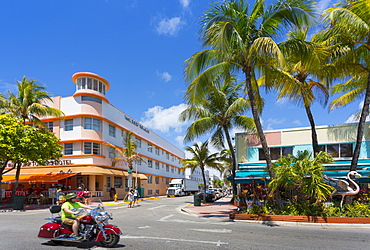 Art Deco architecture on Ocean Drive, Miami Beach, Miami, Florida, United States of America, North America