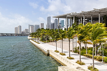 View of Downtown and Perez Art Museum from MacArthur Causeway, Miami Beach, Miami, Florida, United States of America, North America