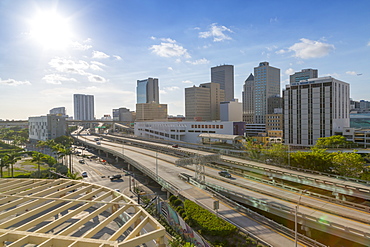 View of Miami freeway in Downtown Miami, Miami, Florida, United States of America, North America