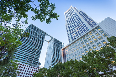 City skyscrapers at dusk in Downtown Miami, Miami, Florida, United States of America, North America