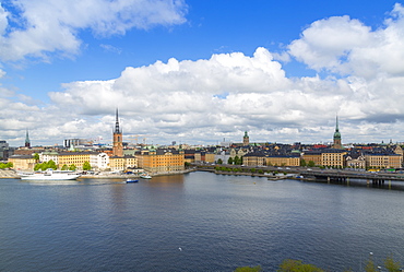 Riddarholmen Church and city skyline from Sodermalm, Stockholm, Sweden, Scandinavia, Europe