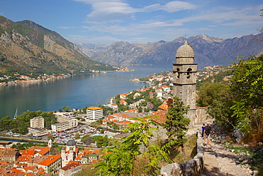 Chapel of Our Lady of Salvation and view over Old Town, Kotor, UNESCO World Heritage Site, Montenegro, Europe