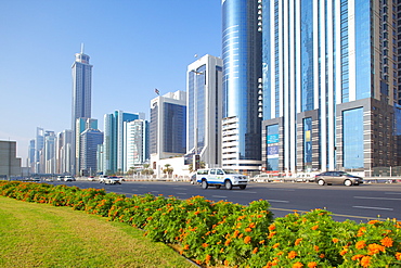 Skyscrapers on Sheikh Zayed Road, Dubai, United Arab Emirates, Middle East