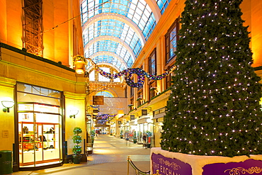 The Exchange interior at Christmas, Nottingham, Nottinghamshire, England, United Kingdom, Europe