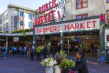 Farmers Market entance in Pike Place Market, Belltown District, Seattle, Washington State, United States of America, North America