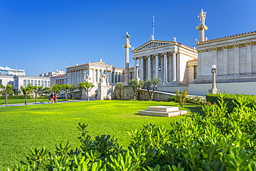 View of Academy of Arts, National Institution for Sciences, Humanities and Fine Arts, Athens, Greece, Europe