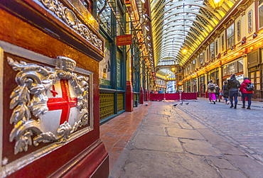 View of interior of Leadenhall Market, The City, London, England, United Kingdom, Europe