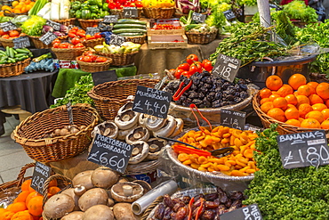 Fruit and vegetables stall in Borough Market, Southwark, London, England, United Kingdom, Europe