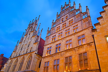 Historic Town Hall on Prinzipalmarkt at Christmas, Munster, North Rhine-Westphalia, Germany, Europe