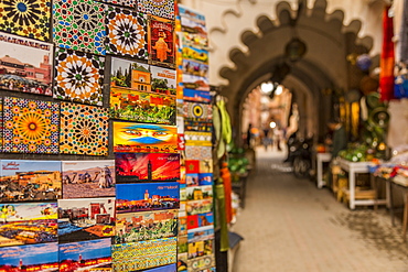 Colourful souvenirs for sale in the Market At Rahba Qedima, Marrakesh (Marrakech), Morocco, North Africa, Africa