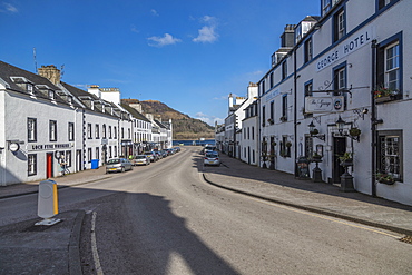 View of old buildings on the main street of Inveraray, Argyll and Bute, Scotland, United Kingdom, Europe