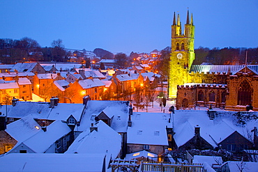 Cathedral of the Peak in snow, Tideswell, Peak District National Park, Derbyshire, England, United Kingdom, Europe 