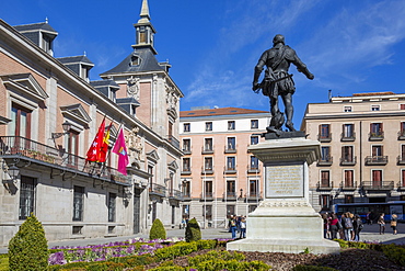 View of Casa de La Villa in Plaza de la Villa on bright sunny morning, Madrid, Spain, Europe