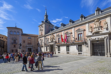 View of Casa de La Villa in Plaza de la Villa on bright sunny morning, Madrid, Spain, Europe