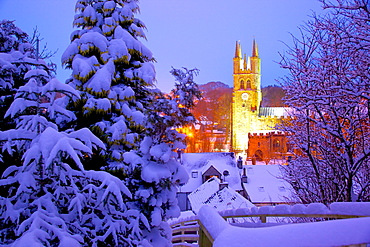 Cathedral of the Peak in snow, Tideswell, Peak District National Park, Derbyshire, England, United Kingdom, Europe 