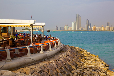 View of city from Marina Cafe, Abu Dhabi, United Arab Emirates, Middle East