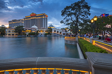 View of Caesars Palace at dusk, The Strip, Las Vegas Boulevard, Las Vegas, Nevada, United States of America, North America