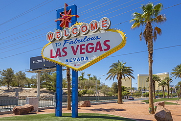 View of Welcome to Fabulous Las Vegas sign on The Strip, Las Vegas Boulevard, Las Vegas, Nevada, United States of America, North America