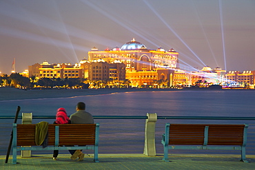 Emirates Palace at night, Abu Dhabi, United Arab Emirates, Middle East