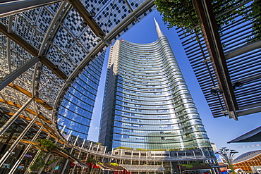 View of buildings in Piazza Gae Aulenti, Milan, Lombardy, Italy, Europe