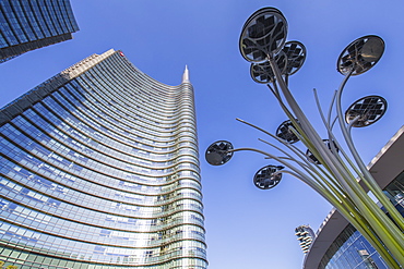 View of buildings in Piazza Gae Aulenti, Milan, Lombardy, Italy, Europe