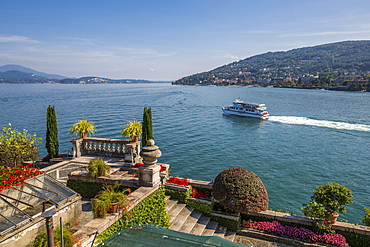 View from Floral Fountains, Isola Bella, Borromean Islands, Lake Maggiore, Piedmont, Italian Lakes, Italy, Europe