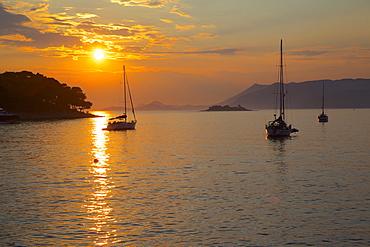 Sunset, Cavtat, Dubrovnik Riviera, Dalmatian Coast, Dalmatia, Croatia, Europe 