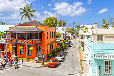 Elevated view of Holetown Street, Barbados, West Indies, Caribbean, Central America