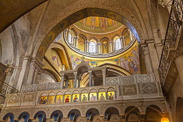 View of Church of the Holy Sepulchre interior in Old City, Old City, UNESCO World Heritage Site, Jerusalem, Israel, Middle East