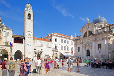 Stradun Clocktower, Dubrovnik, Dalmatia, Croatia, Europe