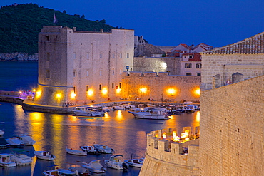 Harbour at dusk, Dubrovnik, Dalmatia, Croatia, Europe 