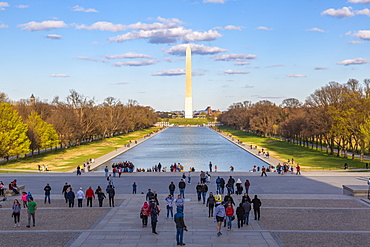 View of Lincoln Memorial Reflecting Pool and Washington Monument, Washington D.C., United States of America, North America