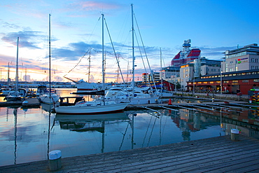 School Ship in Harbour at dusk, Gothenburg, Sweden, Scandinavia, Europe