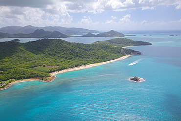 View over Hawksbill Bay, Antigua, Leeward Islands, West Indies, Caribbean, Central America