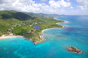 View over Turners Beach and Johnson's Point, Antigua, Leeward Islands, West Indies, Caribbean, Central America