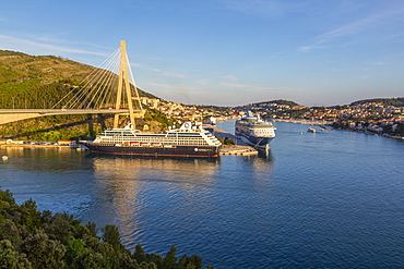 View of cruise ships in the Port of Dubrovnik, Dubrovnik Riviera, Croatia, Europe