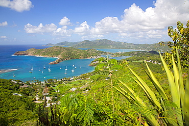 View of English Harbour from Shirley Heights, Antigua, Leeward Islands, West Indies, Caribbean, Central America