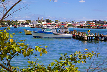 View of St. Johns from Harbour, St. Johns, Antigua, Leeward Islands, West Indies, Caribbean, Central America