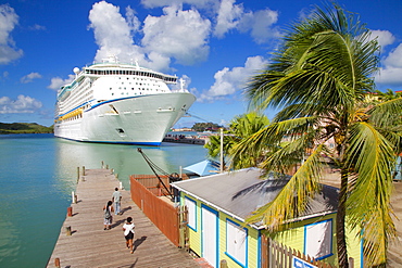 Cruise ship in port, St. Johns, Antigua, Leeward Islands, West Indies, Caribbean, Central America