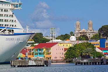 Cruise ship in port, St. Johns, Antigua, Leeward Islands, West Indies, Caribbean, Central America