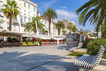 View of buildings and cafes on the Promenade, Split, Dalmatian Coast, Croatia, Europe