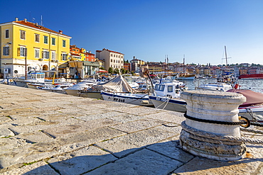 View of harbour and the old town, Rovinj, Istria, Croatia, Adriatic, Europe