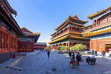 View of Ornate Tibetan Buddhist Lama Temple (Yonghe Temple), Dongcheng, Beijing, People's Republic of China, Asia