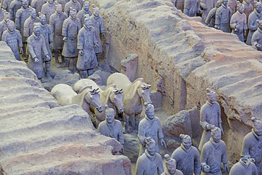 View of Terracotta Warriors in the Tomb Museum, UNESCO World Heritage Site, Xi'an, Shaanxi Province, People's Republic of China, Asia